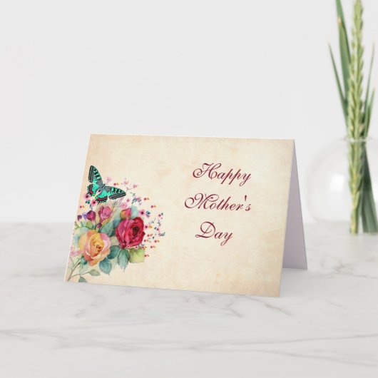 Bloemen & Vlinder Moederdag Kaart (Voorkant)