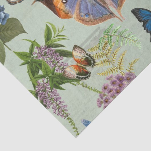 Bloemen Vlinder Munt Ephemera Decoupage Tissuepapier (Detail)