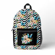 Bloemen vlinder patroon zwart wit golvende strepen