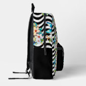 Bloemen vlinder patroon zwart wit golvende strepen bedrukte rugzak (Links)