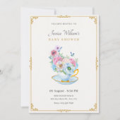 Bloemen vlinder theekop baby shower kaart (Voorkant)