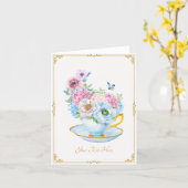 Bloemen vlinder theekopje kaart (Gele Bloem)