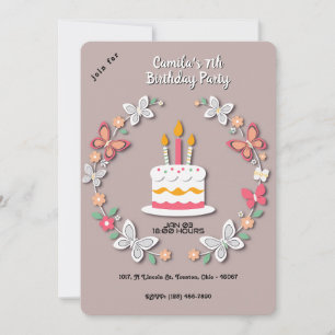 Bloemen Vlinder Verjaardagstaart Papercraft Soft B Kaart