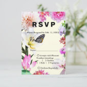 Bloemen & Vlinder Waterverf Bruiloft RSVP & Menu (Staand voorkant)