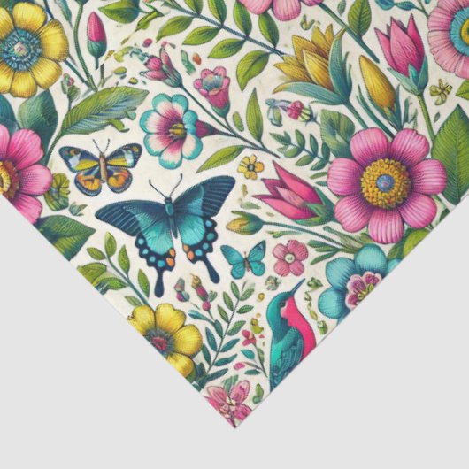  Bloemen & Vlinderpatroon Weefselpapier Tissuepapier (Detail)