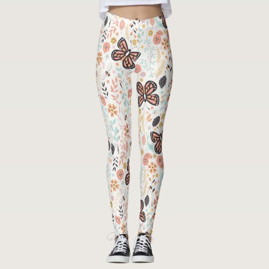 bloemen, vlinders en bijen leggings (Voorkant)