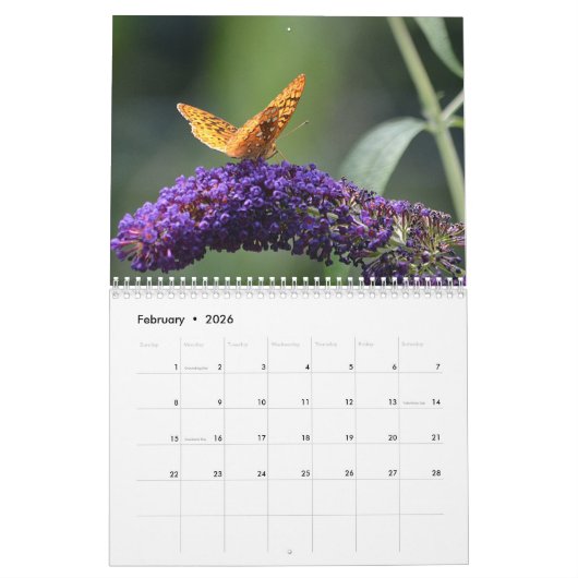Bloemen, vlinders en bugs agenda kalender (Feb 2026)