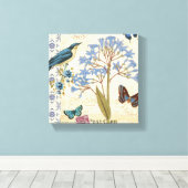 Bloemen, vlinders en collage van vogels canvas afdruk (Insitu (Houten vloer))