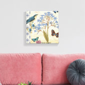 Bloemen, vlinders en collage van vogels canvas afdruk (Insitu (Woonkamer))