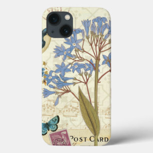 Bloemen, vlinders en collage van vogels iPhone 13 hoesje