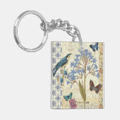 Bloemen, vlinders en collage van vogels sleutelhanger (Voorkant Links)