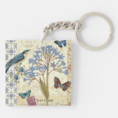 Bloemen, vlinders en collage van vogels sleutelhanger (Achterkant)
