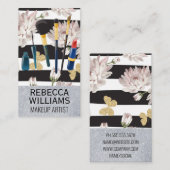 Bloemen Vlinders en Strepen | Make-upset Visitekaartje (Voorkant / Achterkant)