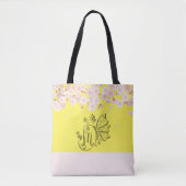 Bloemen & Vlinders: Geel Monogram - M Tote Bag (Voorkant)