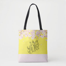 Bloemen & Vlinders: Geel Monogram - M Tote Bag
