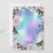 Bloemen Vlinders Holografische Verjaardag Kaart (Achterkant)