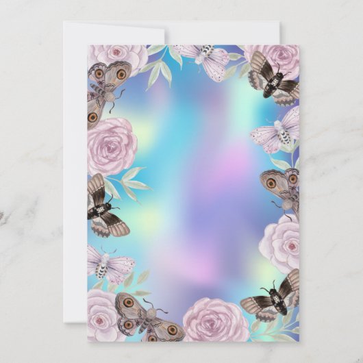 Bloemen Vlinders Holografische Verjaardag Kaart (Achterkant)