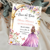Bloemen Vlinders Lila Prinses Quinceañera Save The Date