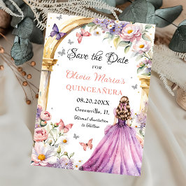 Bloemen Vlinders Lila Prinses Quinceañera Save The Date