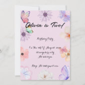 Bloemen vlinders meisje verjaardag uitnodiging (Voorkant)