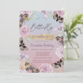 Bloemen Vlinders Ombre Verjaardag Kaart (Staand voorkant)
