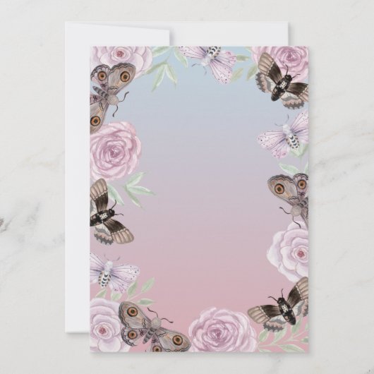 Bloemen Vlinders Ombre Verjaardag Kaart (Achterkant)