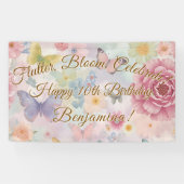 Bloemen & Vlinders Pastel Garden Collage Spandoek (Horizontaal)