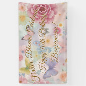 Bloemen & Vlinders Pastel Garden Collage Spandoek (Verticaal)