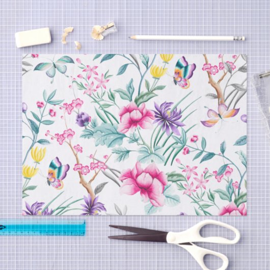 Bloemen & Vlinders Patroon Weefselpapier Tissuepapier (Craft)