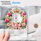 Bloemen Vlinders QUINCEANERA Tiara Rozen Acryl Uitnodigingen
