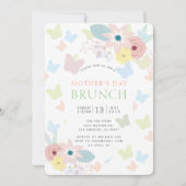 Bloemen & Vlinders Roze Moederdag Brunch Kaart (Voorkant)