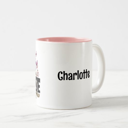 Bloemen & Vlinders Verpleegkundige Leven Tweekleurige Koffiemok (Voorkant rechts)