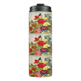 bloemen Vloeiflespatroon Thermisch Tumbler Thermosbeker
