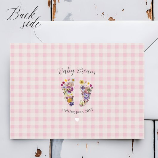 Bloemen Voetafdrukken Roze Baby Girl Douche Uitnod Kaart