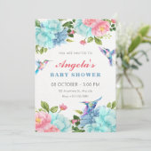 Bloemen vogel baby shower kaart (Staand voorkant)
