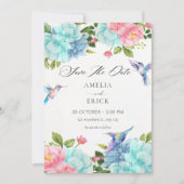 Bloemen vogel bruiloft save the date (Voorkant)