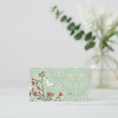 Bloemen Vogel + Damask Wedding Place Card Plaatskaartje (Staand voorkant)