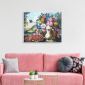 Bloemen Vogel Fruit Stilleven Canvas Afdruk (Insitu (Woonkamer))
