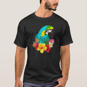 Bloemen Vogel Jungle Dier Tropisch Ara Papegaai T-shirt
