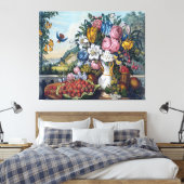 Bloemen Vogelfruit Stilleven Canvas Afdruk (Insitu (Slaapkamer))