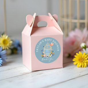 Bloemen Vogelkooi Baby Vogeldouche Dank u Ronde Sticker