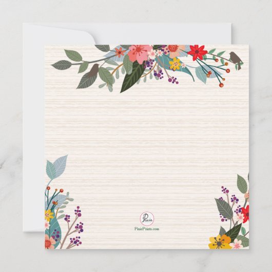 Bloemen Vogelkooien Bruids Douche Uitnodiging (Achterkant)