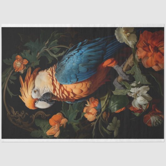 Bloemen Vogelpapegaai Decoupage Tissue Paper Tissuepapier (Voorkant)