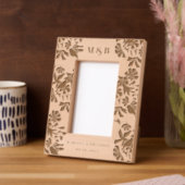 Bloemen Vogels Aangepaste bruiloft paar Monogram F Gegraveerde Lijstjes (Links)