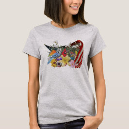 bloemen, vogels en vlag T-shirt