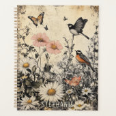 Bloemen, vogels en vlinders op oud papier (1) planner (Voorkant)