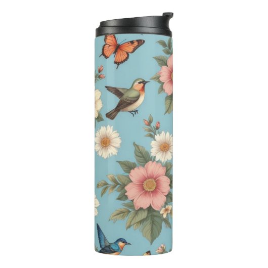 Bloemen Vogels en Vlinders Thermosbeker (Gedraaid links)