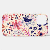 Bloemen, vogels,  naadloos patroon. Case-Mate iPhone case (Achterkant (horizontaal))