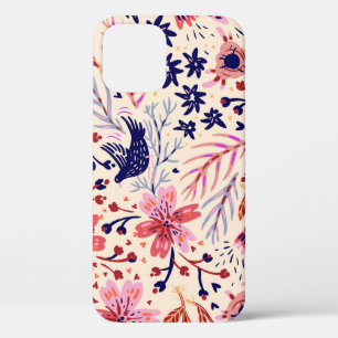 Bloemen, vogels,  naadloos patroon. Case-Mate iPhone case