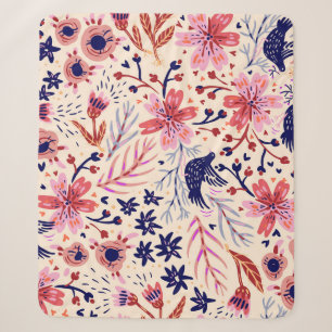 Bloemen, vogels, naadloos patroon. sherpa deken